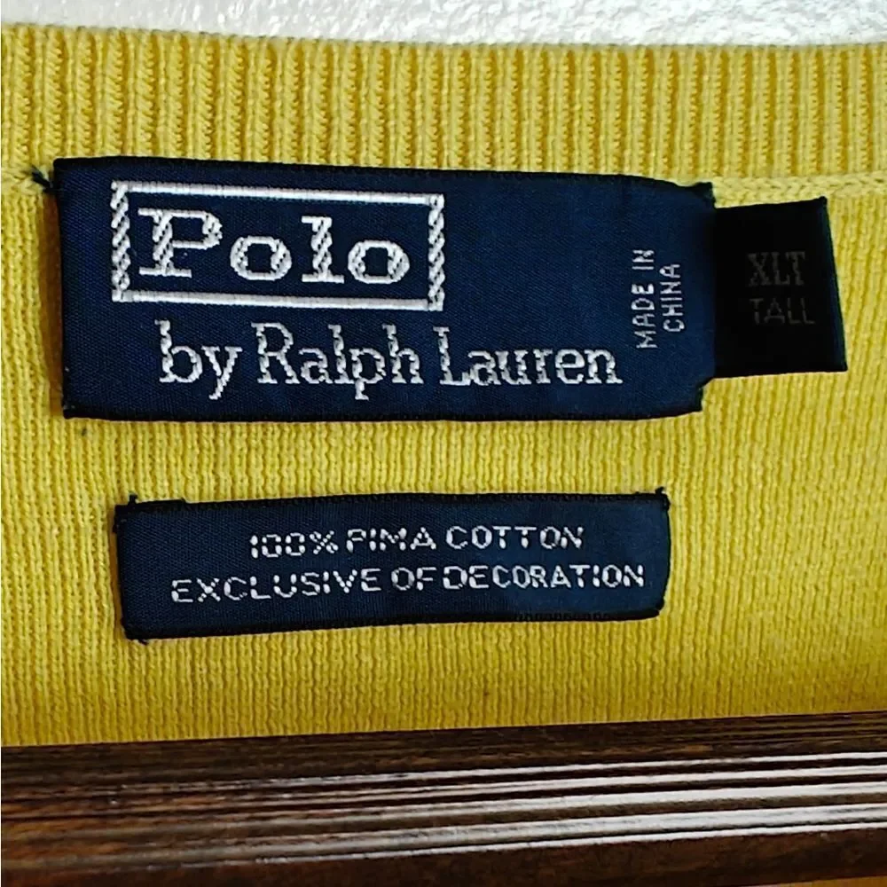 Polo by Ralph Lauren Men's V-Neck Sweater in Sunny Yellow Size XLT